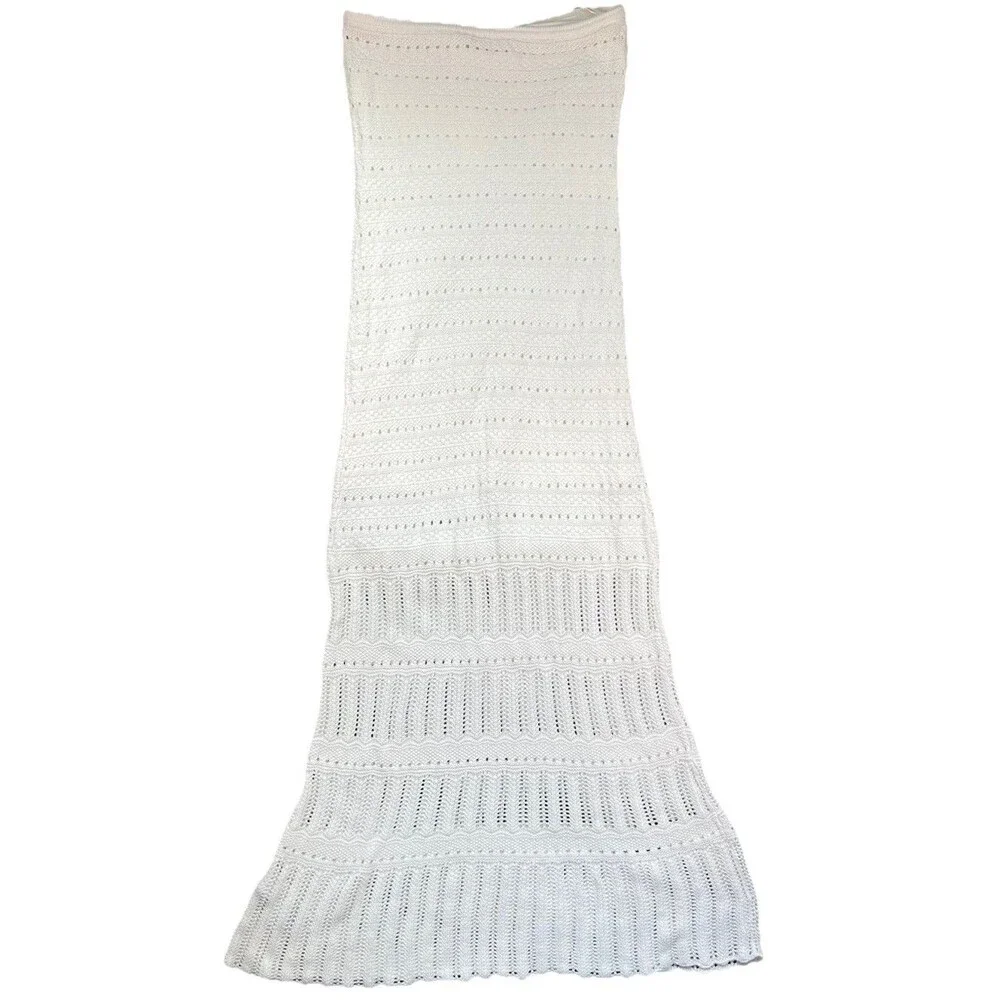 Abercrombie & Fitch Strapless Crochet Style Maxi Dress Cream Size Medium NWT